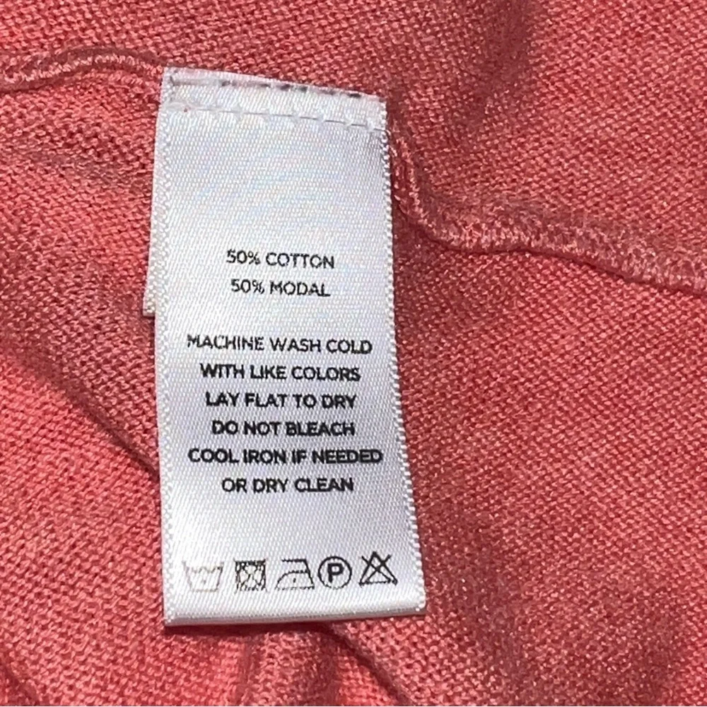 Lilla P‎ Woman's Coral Grey Modal Cotton V Neck Relaxed Fit Sweater Size XL